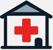 white building with a red cross