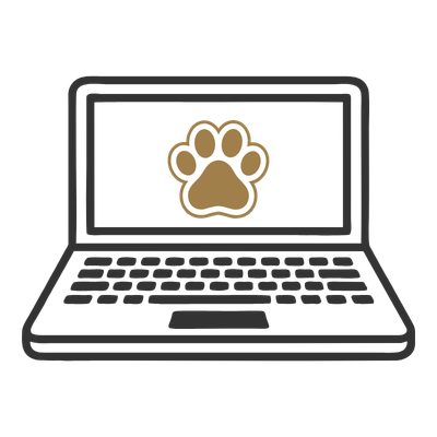 laptop with paw print