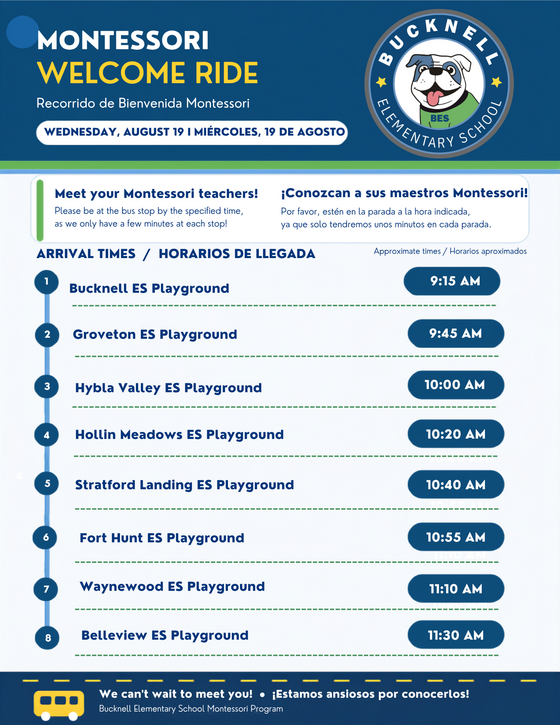 Montessori Flyer with Welcome Ride Stop Times