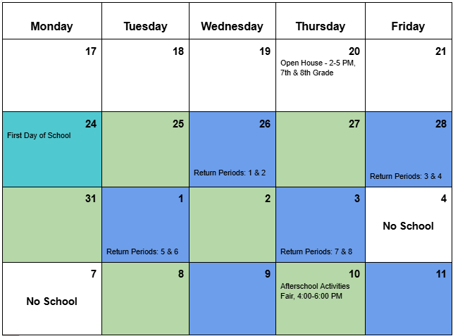 Kilmer Calendar at a Glance