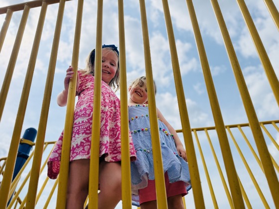 Two Montessori students on Bucknell ES playground