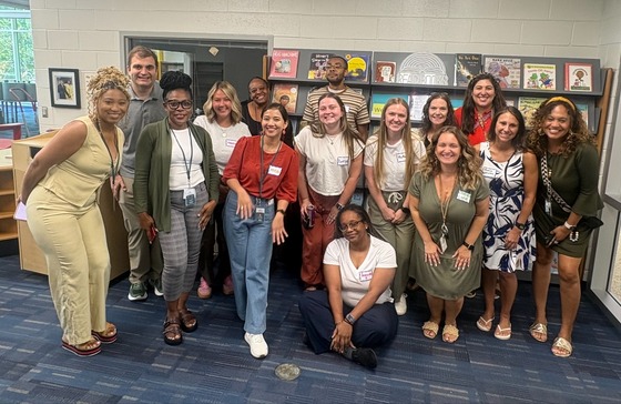 A group photo of new teachers at Hollin Meadows
