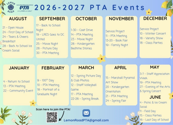 2026 2027 PTA Calendar