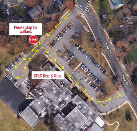 Map of Kiss and Ride path in front of school
