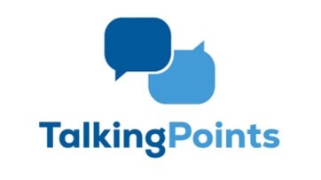 A logo of two speech balloons for Talking Points