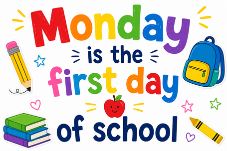 clipart - Monday is the first day of school