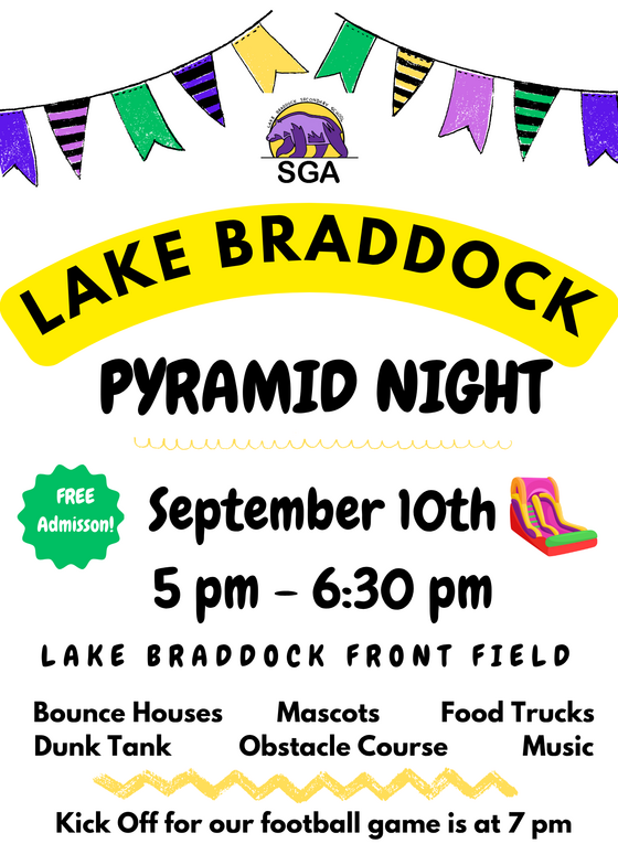 Lake Braddock Pyramid night information found below