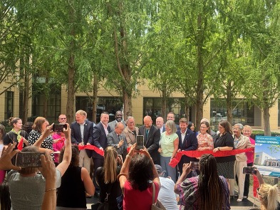 FCPS and community leaders cutting the ribbon at Skyview High School’s 2026 grand opening ceremony