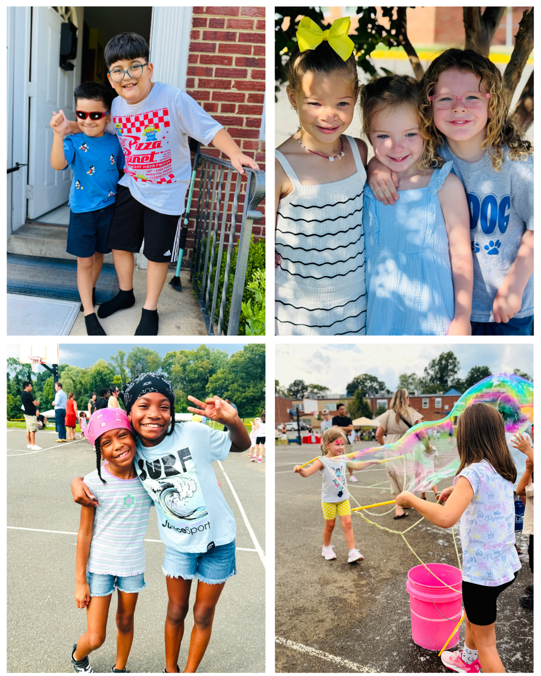 Pictures of students during welcome week at Bucknell Elementary