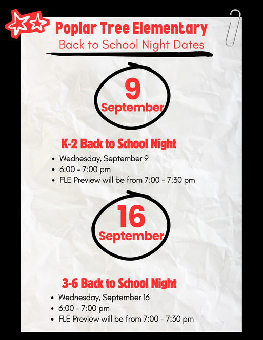 Back to School Night Dates