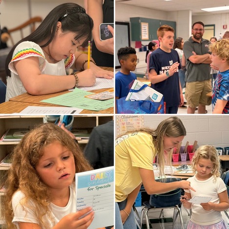 Families at open house.