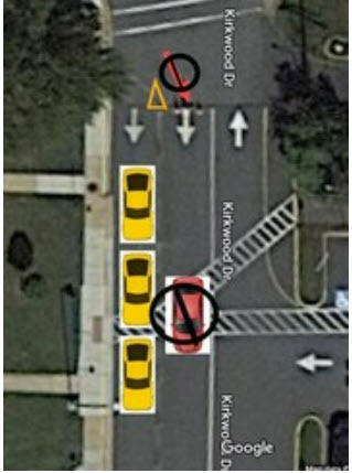 Image of parking lot, single lane use for Kiss & Ride