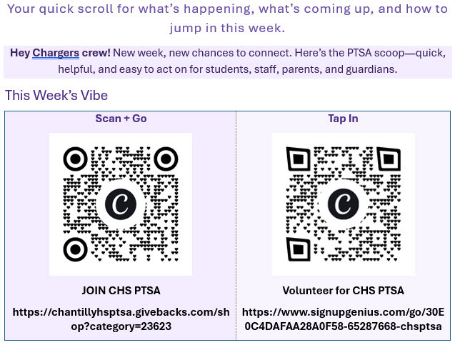 PTSA and QR Codes