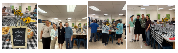 Pictures of a staff breakfast 