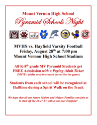 MVHS Pyramid Night Football Game