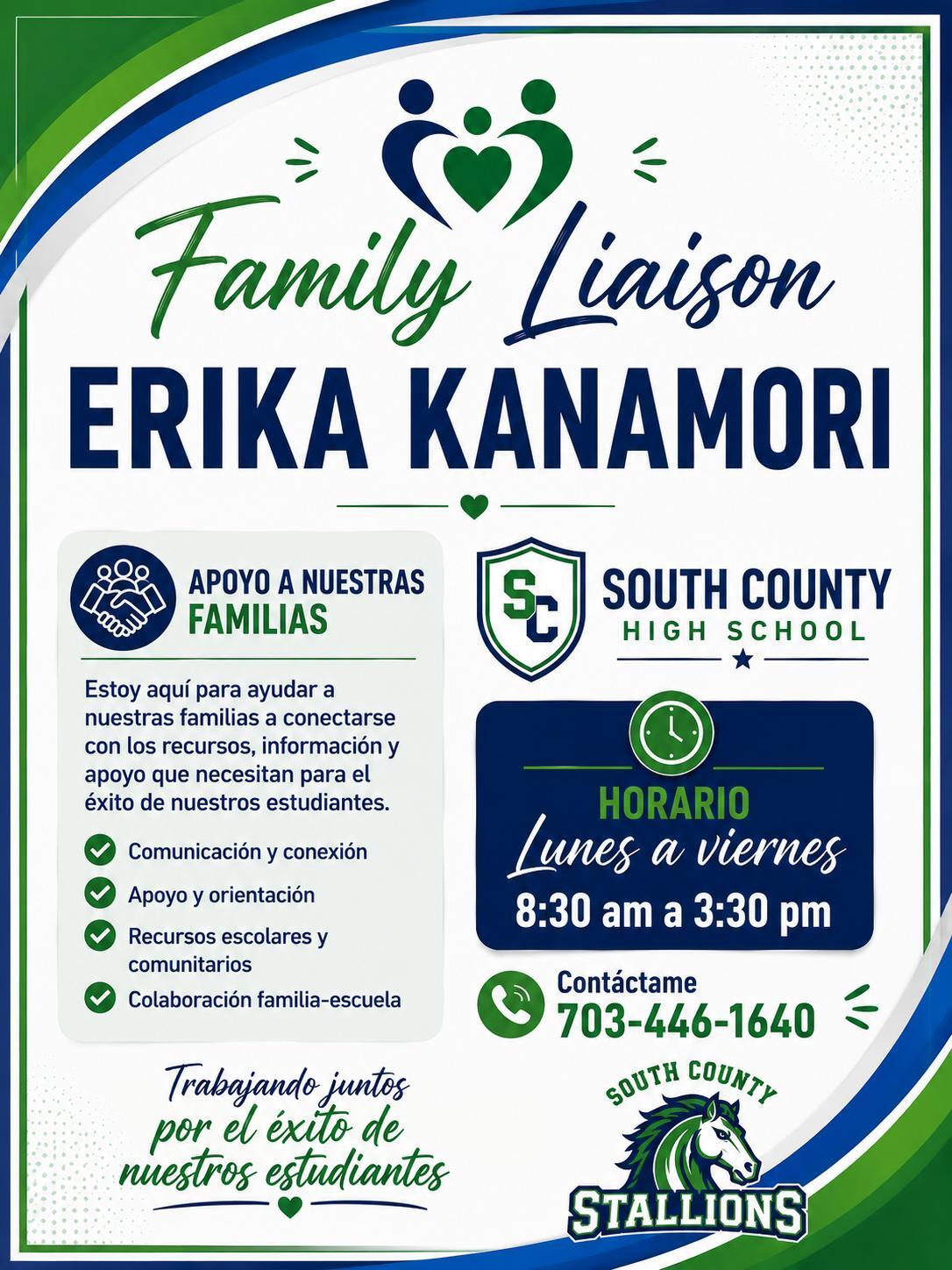Family Liaison Contact Information in Spanish