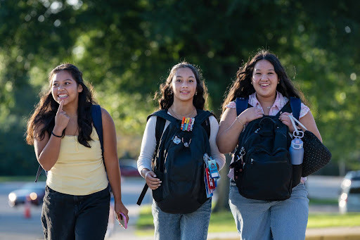 students walking into school on the first day of school