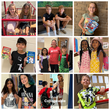 Collage of students smiling for the camera on the first day of school.