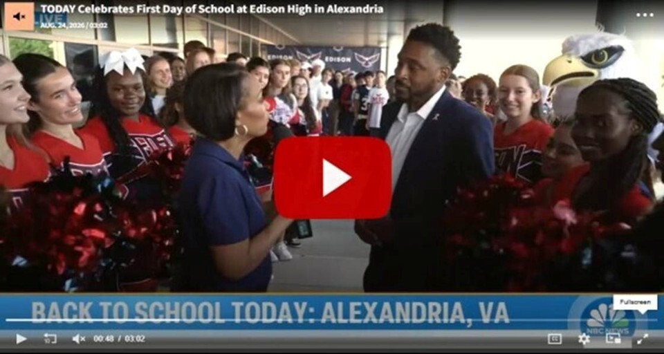 a photo of the Youtube video of Edison on the today show with the principal being interviewed surrounded by students