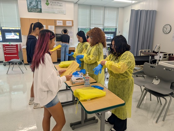 Students in personal protective gear