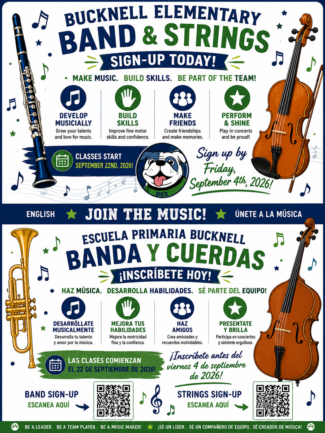 Band and strings sign-up flyer