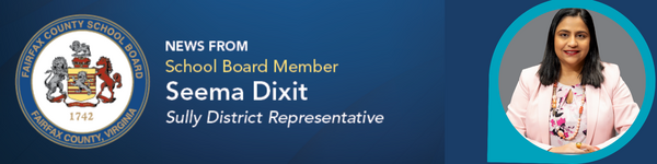 Header for Newsletter from School Board Member Seema Dixit - Sully District