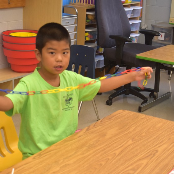 A student using a learning device