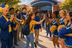 Cheer team and Dr. K