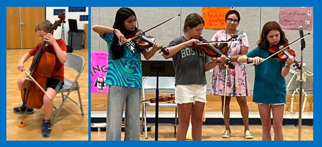 picture of students playing string instruments