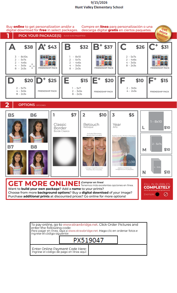 strawbridge school photo package information