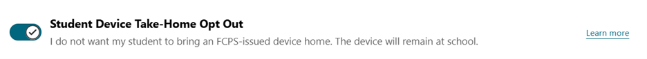 screenshot of selection on Parent Digital Consent form for leaving student device at school
