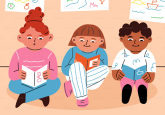 clipart of kids reading books