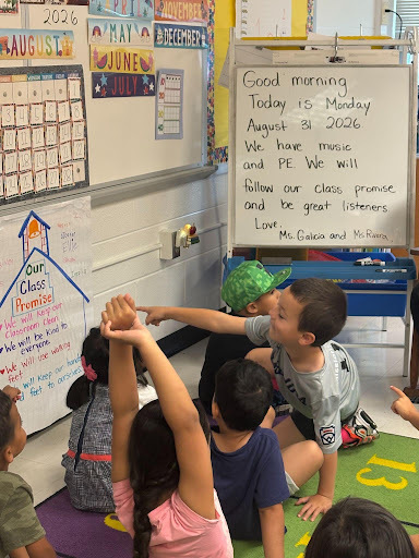 Children participating in Morning Meeting