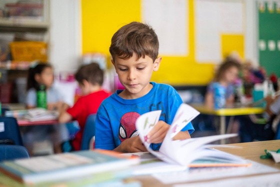 student reading