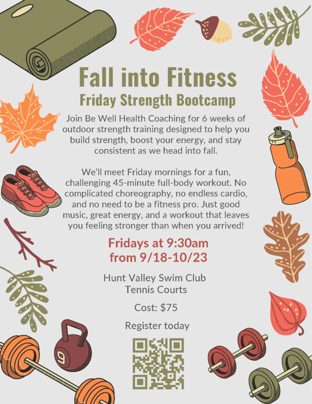 be well health coaching outdoor strength training bootcamp