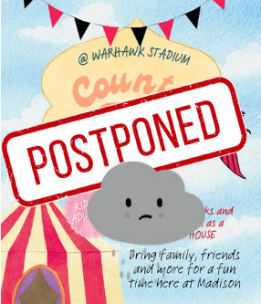 Circus Tent with Postponed Written on Top 