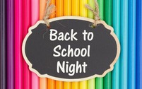 back to school night announcement with colorful pencils