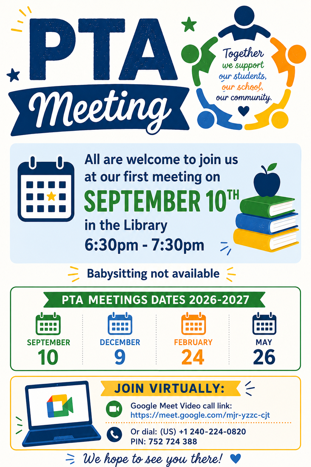 PTA Meeting Dates information found in paragraph below