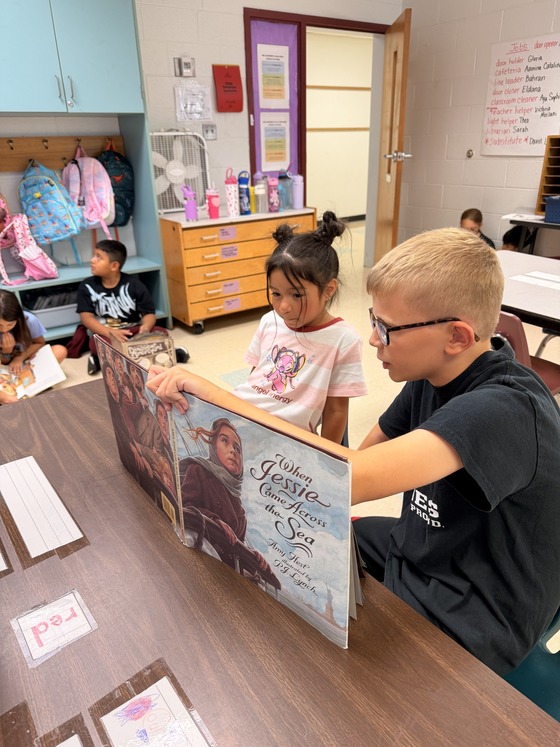 students reading together