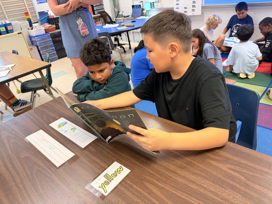two students reading