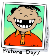 clip art picture of little boy with no front teeth smiling for picture day