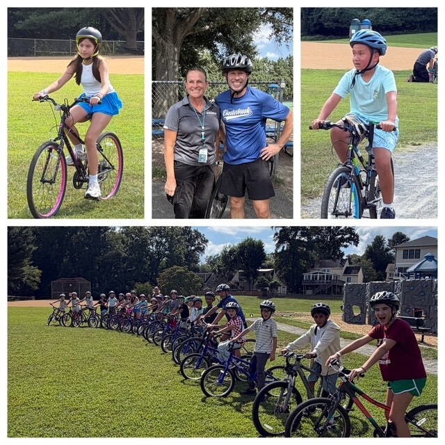 class of students learning about bike riding