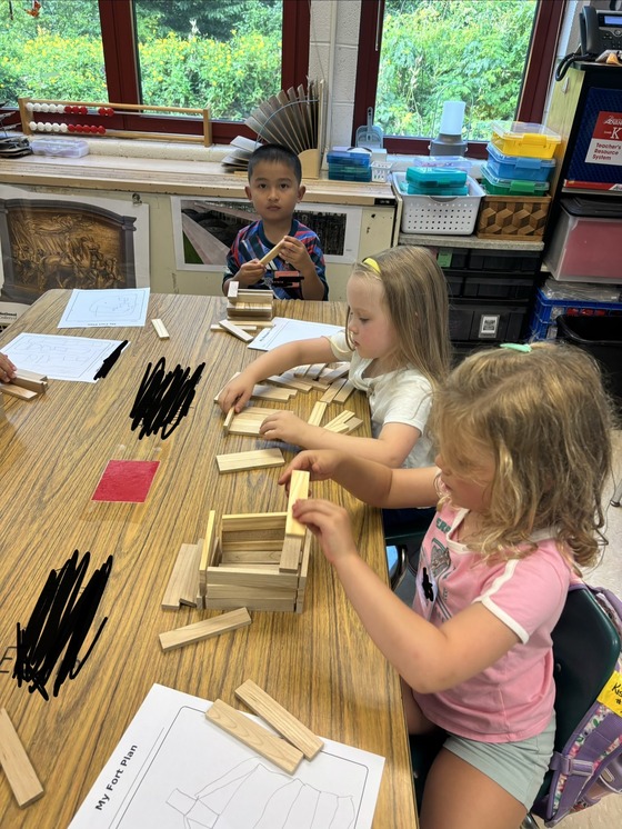 students building forts