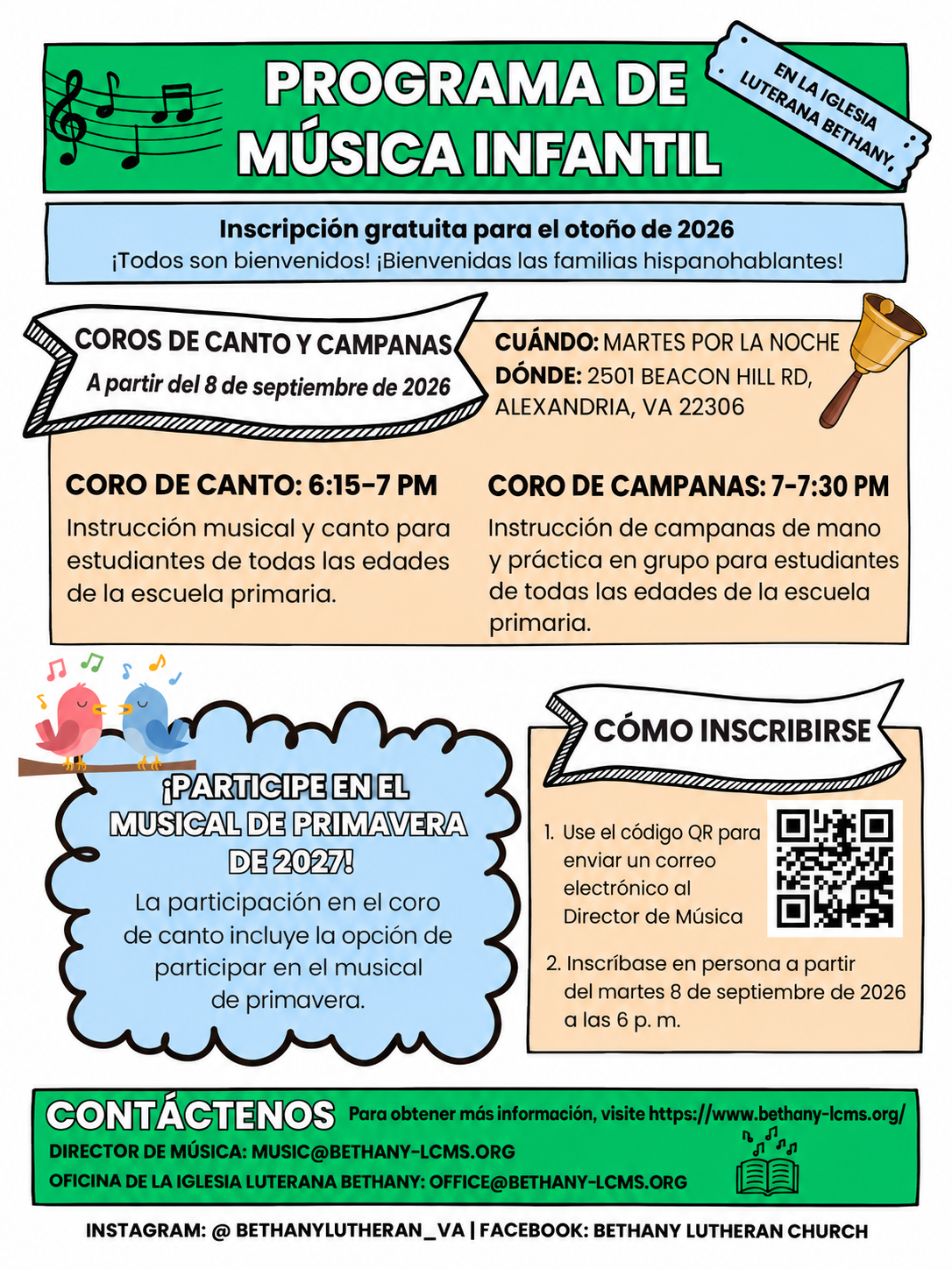 Children's Music Program Flyer in Spanish
