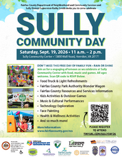 Informative flyer for Sully Day listing resources available at the Sully Community Center