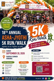 Informative Flyer promoting the Asha-Jyothi 5K Run/Walk and Fun Run