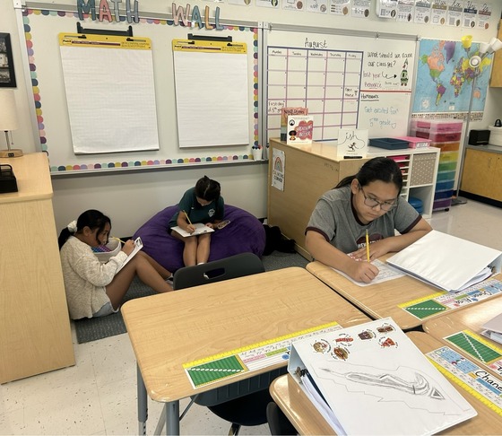 Students doing math work