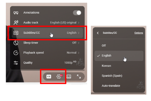 YouTube subtitles setting graphic