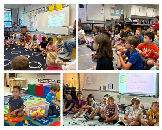 students gathered for morning meeting