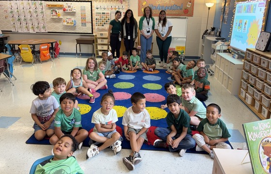 Kindergarten students wearing green for Color Week